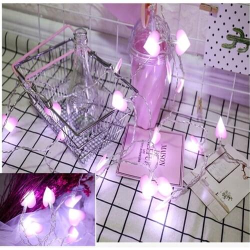 10/20/40Led Fairy Lights Cotton Heart Garland Led String Lights Garland Battery-operated Wedding Party Christmas Lights Decor