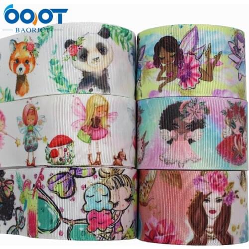 1-1/2'' Cartoon Printed Grosgrain Ribbons 10 Yards Bow Appliques Craft Gift Packing Doll Decoration, I-19320-648