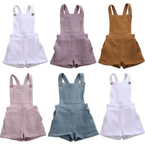 5 Colors Summer Newborn Baby Boys Girls Sleeveless Button Cotton Linen Romper Jumpsuit One-Piece Baby Clothing Outfit Sunsuit