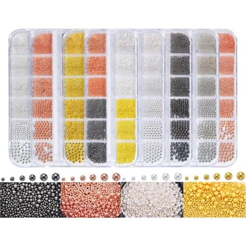 3D Steel Beads Nail Art Decoration1mm/1.2mm/1.5mm/2mm/2.5mm/3mm Caviar beads/ Silver Gold nail micro-beads/ Silver nail Caviar