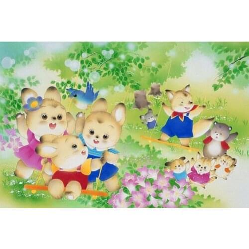 Cute Animals Full of Innocence 5D DIY Poured Glue Diamond Painting Kit Scalloped Edge Unique Handcraft Gift for Child Wall Decor
