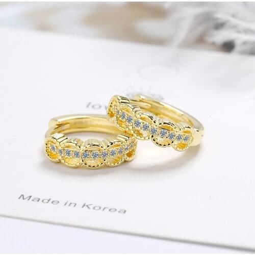 Fashion simple round earrings female exquisite Japanese compact inlaid zirconium round earrings simple jewelry wholesale