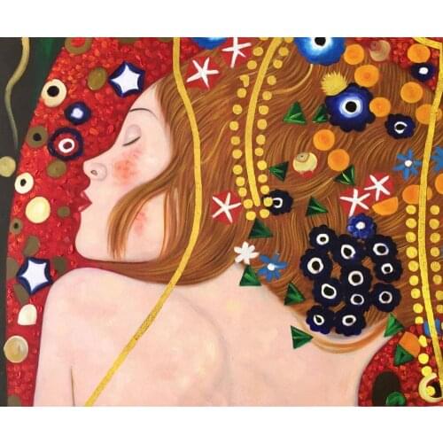 Handpainted Gustav Klimt Canvas Oil Painting - Sea Serpents IV Abstract Painting Reproductions for Wall Decoration
