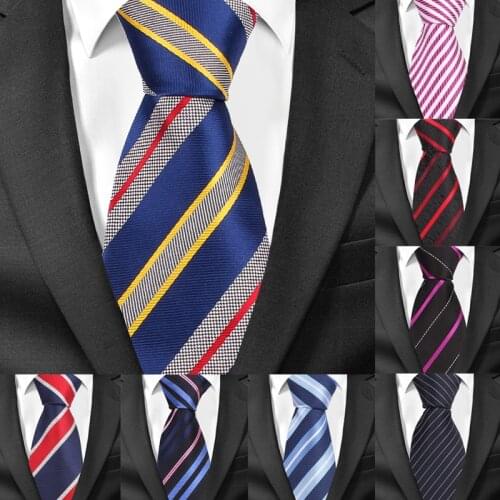Men Ties Fashion Striped Neckties For Wedding Business 8cm Widtch Classic Necktie JACQUARD WOVEN Tie For Men Cravat