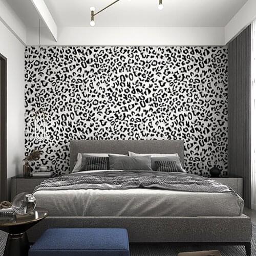 Modern Black and White Wallpaper Roll Mural for Bedroom Walls Leopard Geometric Wallpaper Waterproof Home DIY Decoration