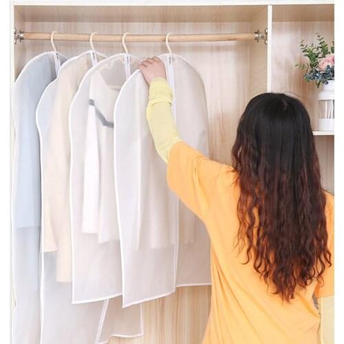 Clothes hanging dust cover zipper transparent dust cover clothing jacket suit storage bag washable clothes cover storage bag