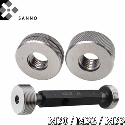 Precision metric thread plug gauge M30x2 / M32x1 / M33x3.5 / x3 / x2 / x1.5 6H 6G go and nogo plain thread ring gauge