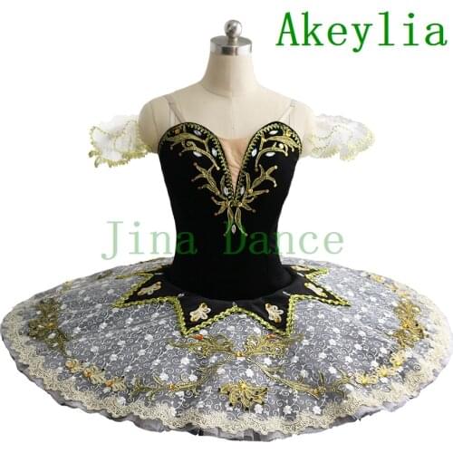 Black Gold Professional Ballet Tutu Dress For Girls Ballerina Pancake Tutu Dress Child Ballet Costumes Adult Performance Tutus