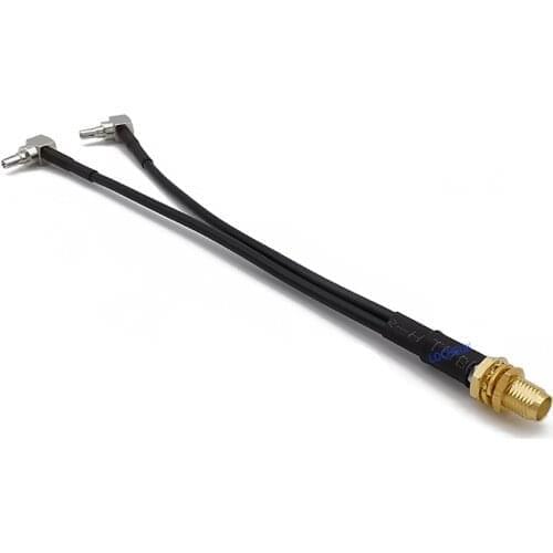 RG174 Pigtail Cable SMA Female Jack to Y Type 2X CRC9 Right Angle 90 degrees Splitter Combiner Connector 15CM for 3G/4G Antenna