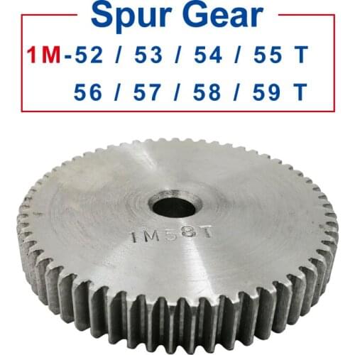 1 Piece spur Gear 1M52/53/54/55/56/57/58/59T rough Hole 8mm pinion gear 45#carbon steel Material motor gear Total Height 10mm