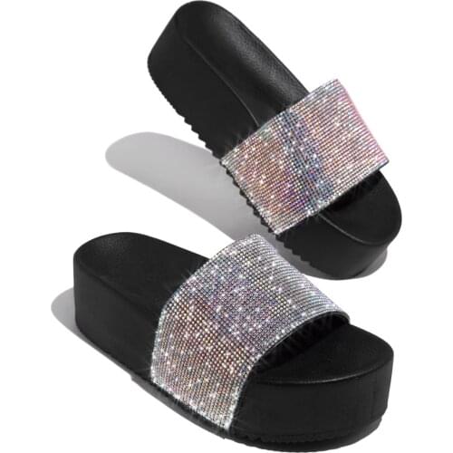 Summer Women Slippers Thick Bottom Platform Wedges Ladies Flip Flops Outdoor Bling Bohemian Beach Shoes Slippers Female Sandals