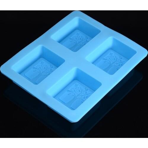 Silicone Child Kid Handmade Soap Mold Tree Pattern Cake Chocolate Mold DIY Sugarcraft Cookie Cake Decor Mould Reusable 4 Cavity