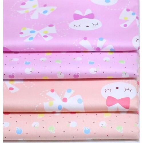 Sweet 50x40cm 2 Colors Cartoon Rabbit & Colorful Apples Printed Cotton Fabric Bundle For DIY Sewing