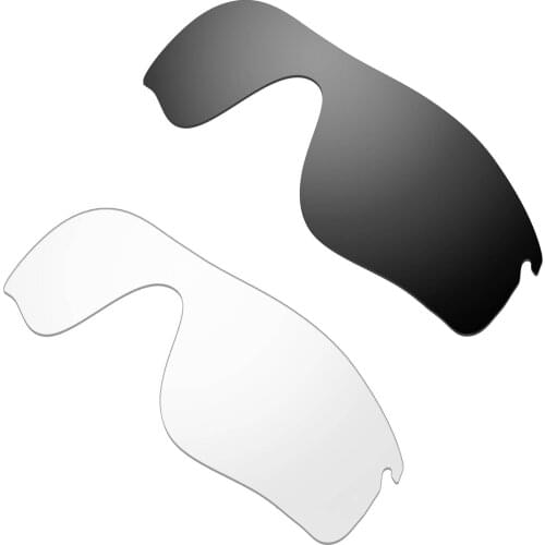 HKUCO For Radarlock Path Sunglass Polarized Replacement Lenses Color-Black & Transparent 2 Pairs