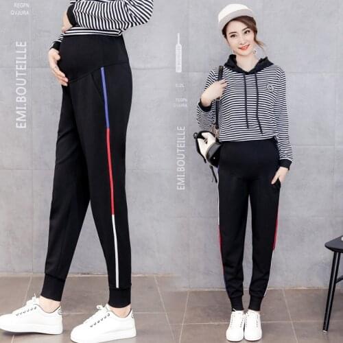 Sports Casual Pregnant Pants Maternity For Pregnancy Trousers Elastic Abdominal Haren Pants Prop Belly Clothing Spring