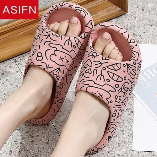 ASIFN Slippers Women Thick Bottom Mules Net Ins Style Outdoor 2021 Fashion Hot Style Outside Couple Men Summer Beach Slides
