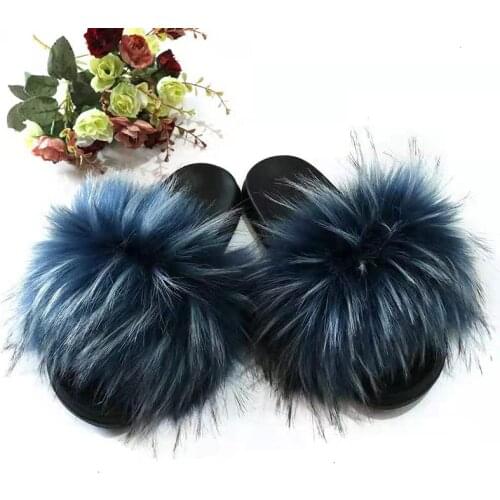 2021 Women Furry Slippers Ladies Shoes Cute Plush Fox Hair Fluffy Sandals Womens Fur Slippers Winter Warm Slippers Women TX405