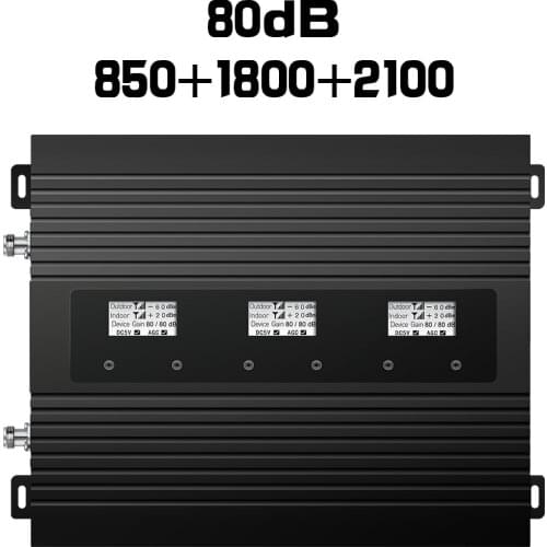 Israel India 80dB 2g 3g 4g GSM CDMA UMTS 850 900 2100 Tri-band Signal Booster 4g Signal Repeater Cellular Amplifier GSM 3g 4g