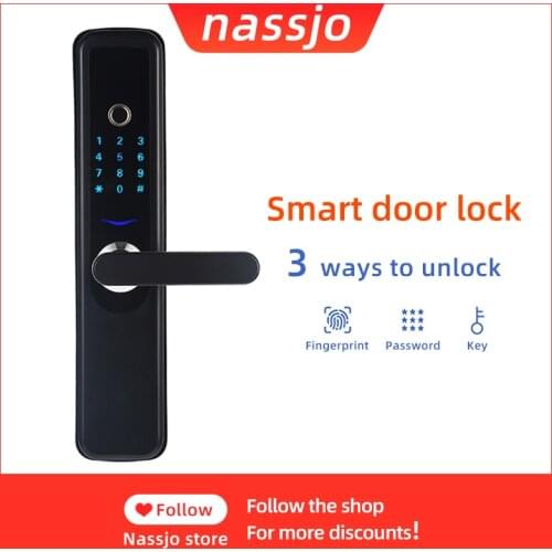 Nassjo Fingerprint Door Lock Smart Electronic Digital Lock with Fingerprint Password Key Unlock Outdoor Lock Home Safety
