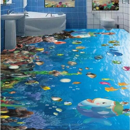Beibehang floor 3D waterproof wear-resistant PVC floor painting 3D ocean world floor decoration painting papel de parede