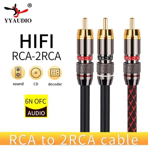 YYAUDIO L-4E6S HIFI Single RCA to Dual RCA Subwoofer audio cable Pure Copper One Sub-2 Splitter Y RCA Cable