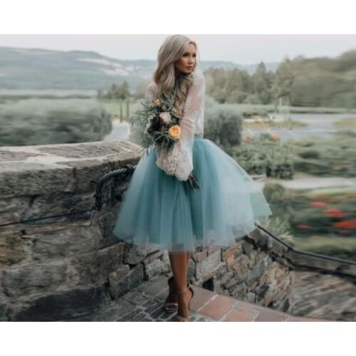 Gothic Modest Mid Calf Tulle Skirts For Lady To Formal Party Photograph Puffy Tutu Skirt For Women Zipper Old Blue Maxi Skirt