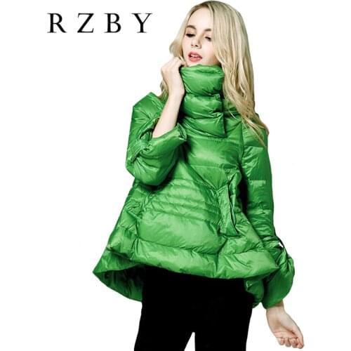 Winter Feminino Sobretudo Inverno 90%White Duck Down High-Necked Puffer jacket Lady Cape Design Mujer Chaqueta Warm Coat RZBY070