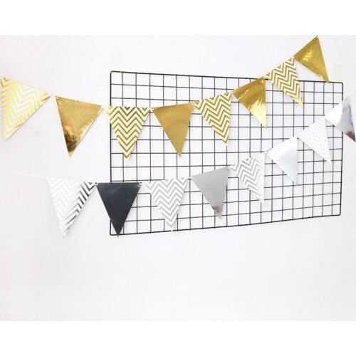 Gold/Silver Triangle Star Paper Board Garland Banner For Baby Shower Birthday Party Decoration Kids Room Decoration