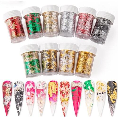 1 Box 3D Mesh Gold Silver Nail Art Foil Irregular Aluminum Nail Sticker Manicure Gel Polish DIY Nails Design Decoration
