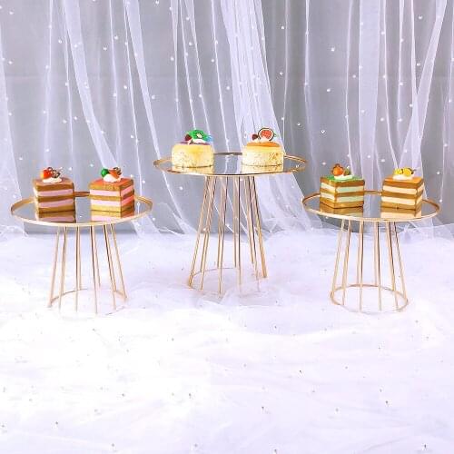 1pc Metal wedding cake stand decoration party mirror tray metal dessert decoration cupcake stand
