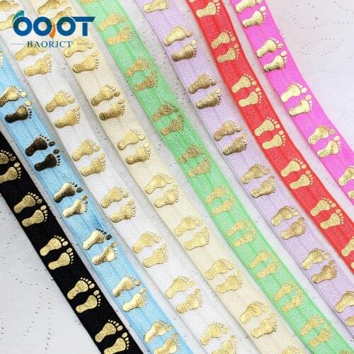 10yards 5/8''Cartoon bronzing Ribbon Elastic Foldover Elastics Stretch Hair Ties Headbands for Baby Girls Hair Bow E-20425-755
