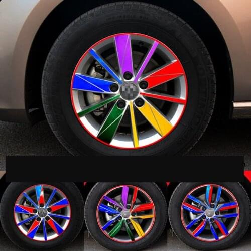 15 Inch Red Blue Green Laser Silver Purple Gold Carbin Fibre Decorative Wheel / Rims Stickers For Volkswagen Golf 6 7 BA088A
