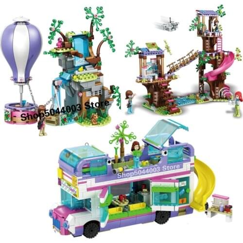 2020 New Friendship Bus Tiger Hot Air Balloon Rescue 41395 41423 41424 Friends Building Blocks Bricks Christmas Toy Children