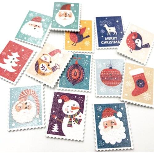 30pcs Merry Christmas Rectangle Wood Scrapbooking Sewing Button 38*30mm WB558