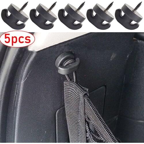 5pcs Car Storage Bag Buckle Holder Trunk Net Bag Screw Fixed Hanging Hook Auto Interior Storage Mesh Hooks Universal