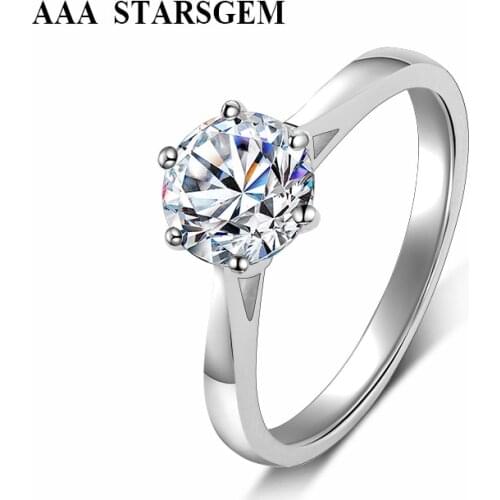 AAA Starsgem 925 Sterling Silver Ring 0.5ct 1ct Classic Style Diamond Jewelry Moissanites Ring For Women
