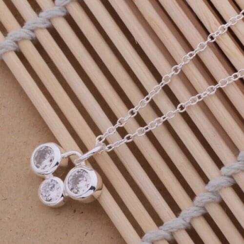 AN101 stearling silver color Necklace fashion jewelry pendant three transparent stone /attajlaa aeraivya
