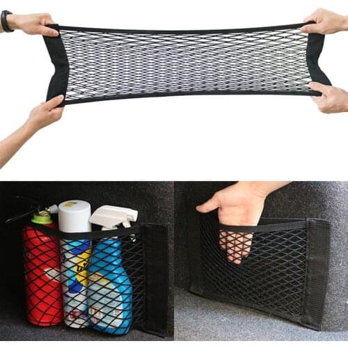 Car Back Rear Trunk Seat Elastic String Net Magic Sticker Mesh Storage Bag Pocket Cage Auto Organizer Seat Back Bag 40*25cm