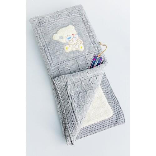 Babymod Baby Knitwear Blanket Teddy Bear Figured Knitwear Baby Blanket