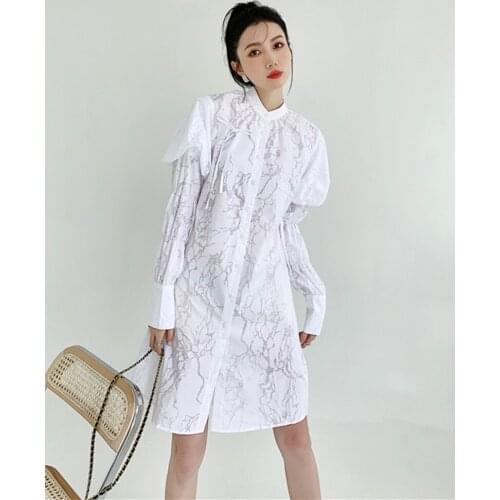 White Shirt Dress Spring 2021 Fashion Casual Womens New Style Vestido de mujer