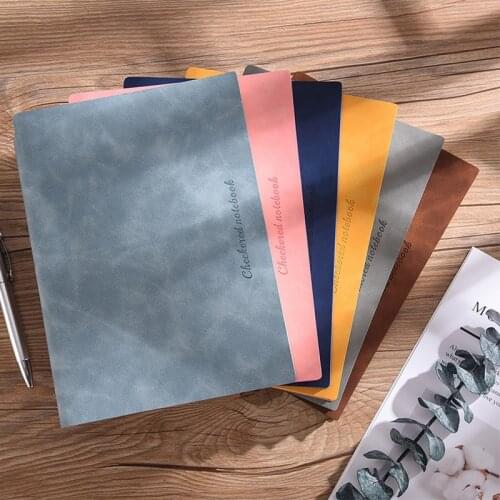 Student A5 Thickened Grid Retro Book Simple Soft PU Leather Notepad Small Fresh Squared Notebook Fashion Office Accessories