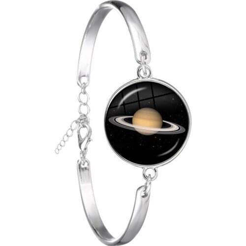 Universe Galaxy the Eight Planets Solar System Beads Bracelet Glass Dome Chain Bracelet Bangle for Women Girls Gift