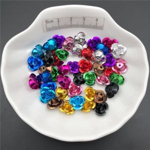 100PCS 11mm 3D Rose Flower Shape Jewelry Findings Aluminium Beads Cap Charms Pendant Charms Beads For Jewelry Making