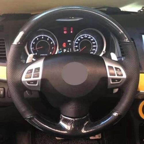 Steering Wheel Cover Carbon Fiber Genuine Leather For Mitsubishi Lancer X 10 2007-2015 Outlander 2006-2013 ASX 2010-2013 Colt