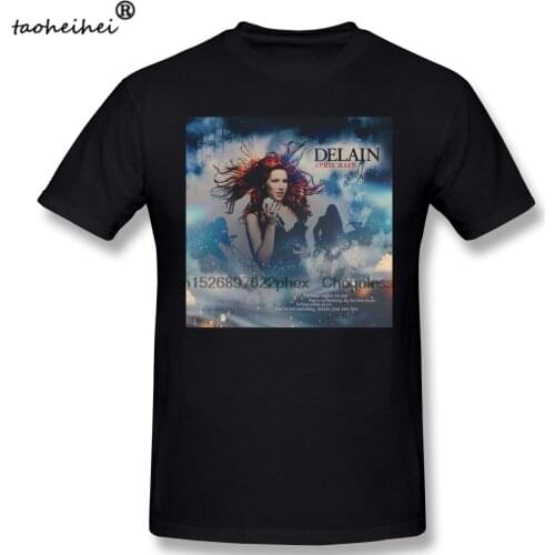 Delain 2020 summer new mens fashion cotton funny tees round neck T-shirt classic short sleeve Black S