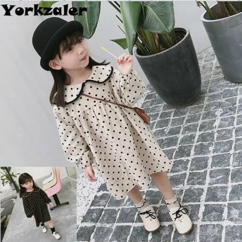 Little Girls Spring Autumn Dress Long Sleeve Dot Printed Fashion 2019 Casual Dress for Kids Girls Cute Dress Childrnes Wear