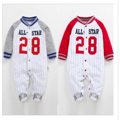 Newborn Infant Baby Boy Romper 2021 Spring Autumn Long-Sleeve Cotton Baseball Letter Print Jumpsuit Baby Clothes 0 To 24 Months