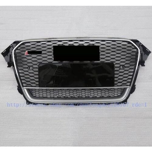 For rs4 style sport front hex mesh honeycomb grill gloss Silver cover for audi a4 / s4 b8.5 2013-2016 car styling accessories