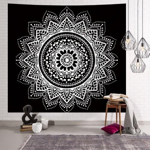 India Mandala Tapestry Wall Hanging Boho Decor Wall Cloth Tapestries Psychedelic Hippie Night Moon Tapestry Mandala Wall Carpet