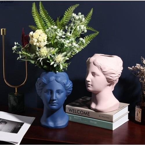 Ceramic Vase Venus Head Flower Vase Flower Arrangement Crafts Countertop Decoration Character Sculpture Wedding Vases Home Decor
